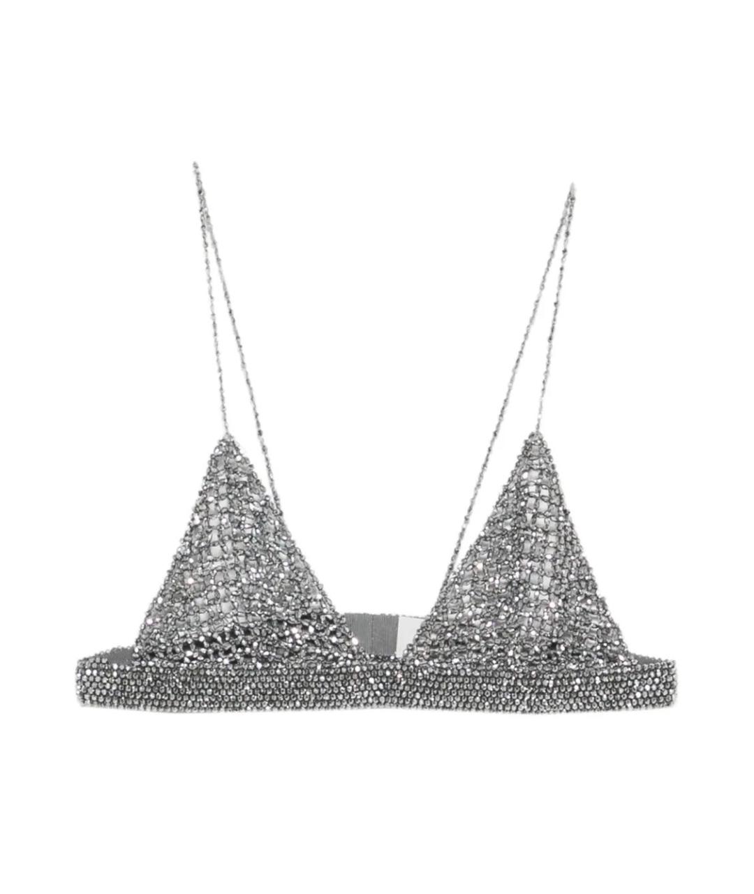 GOLDEN GOOSE DELUXE BRAND Серебряная полиэстеровая майка, фото 1