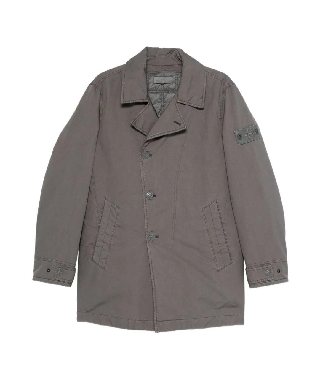 STONE ISLAND Серое полиэстеровое пальто, фото 1