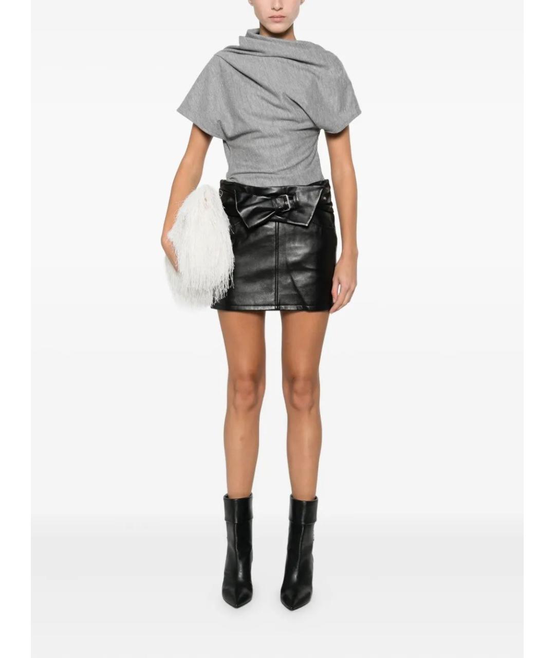 ISABEL MARANT Черная кожаная юбка мини, фото 2