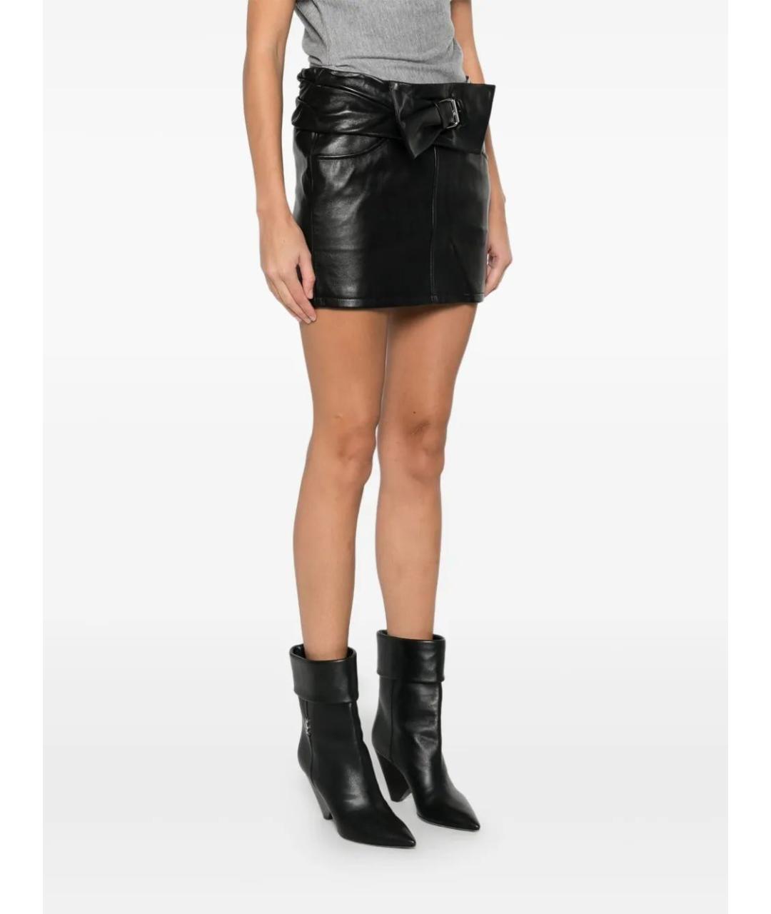 ISABEL MARANT Черная кожаная юбка мини, фото 3