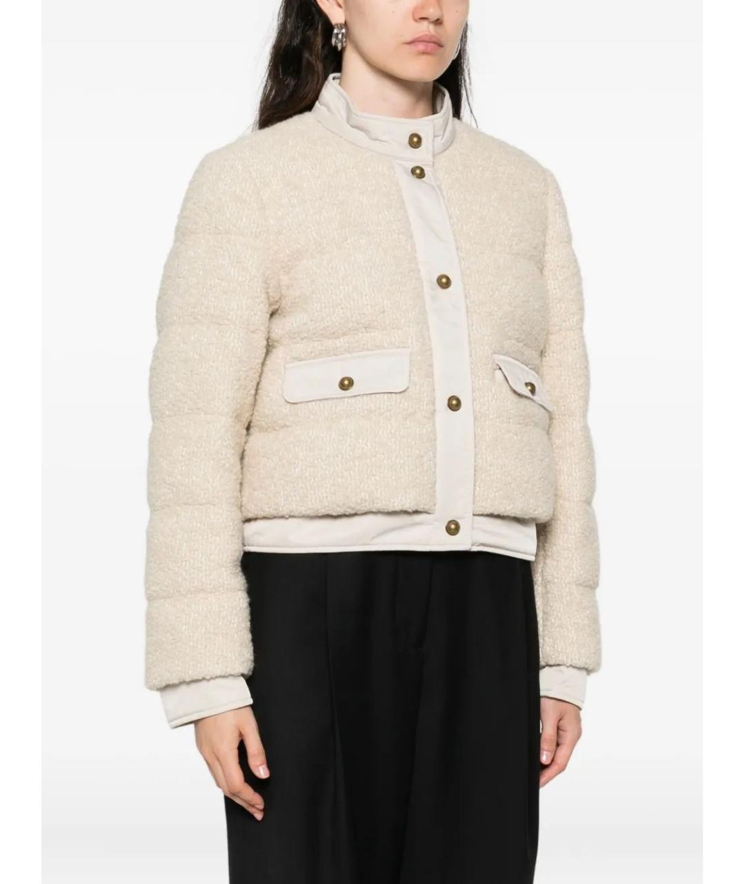 MONCLER Бежевая полиэстеровая куртка, фото 3