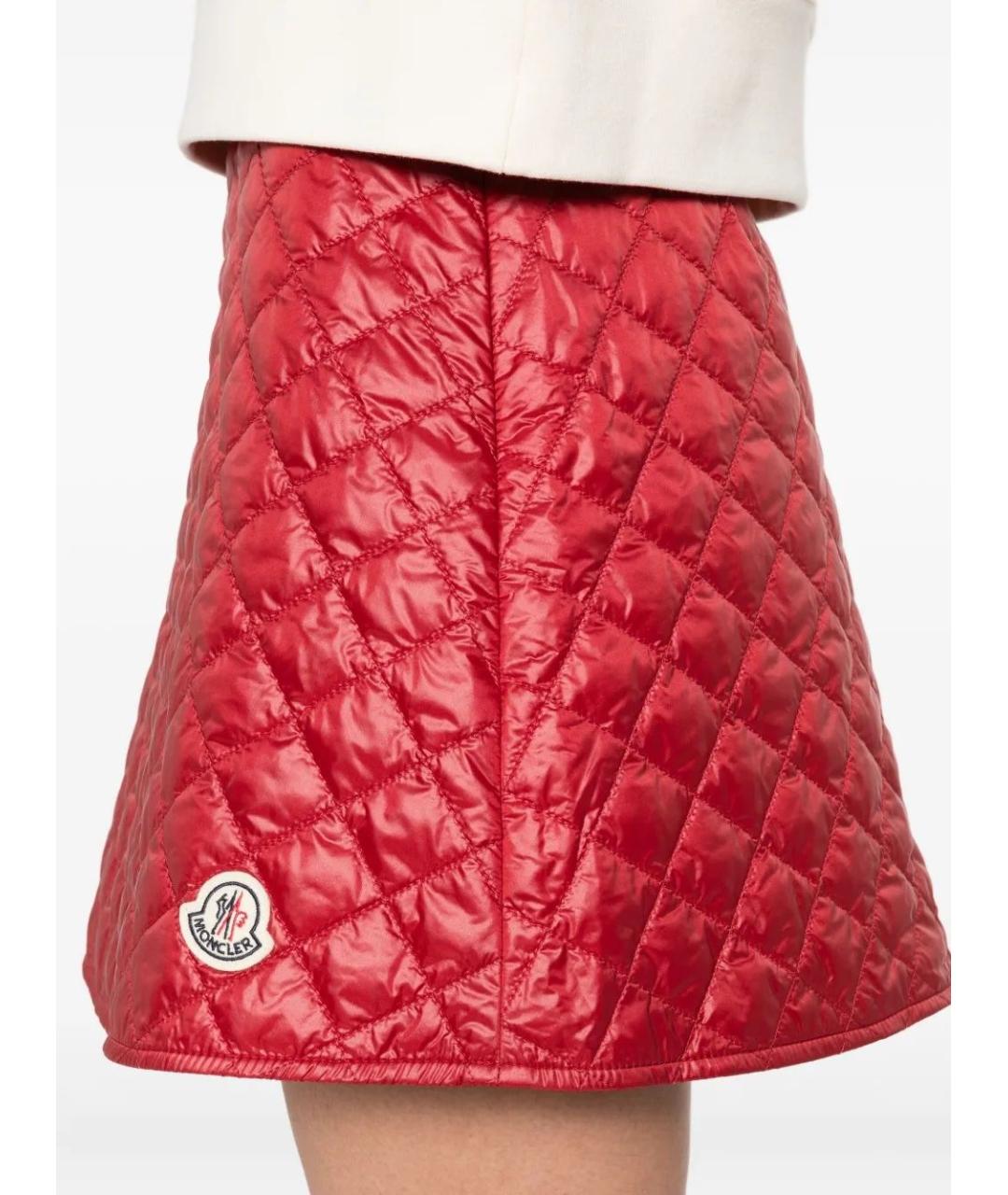 MONCLER Красная полиэстеровая юбка мини, фото 5