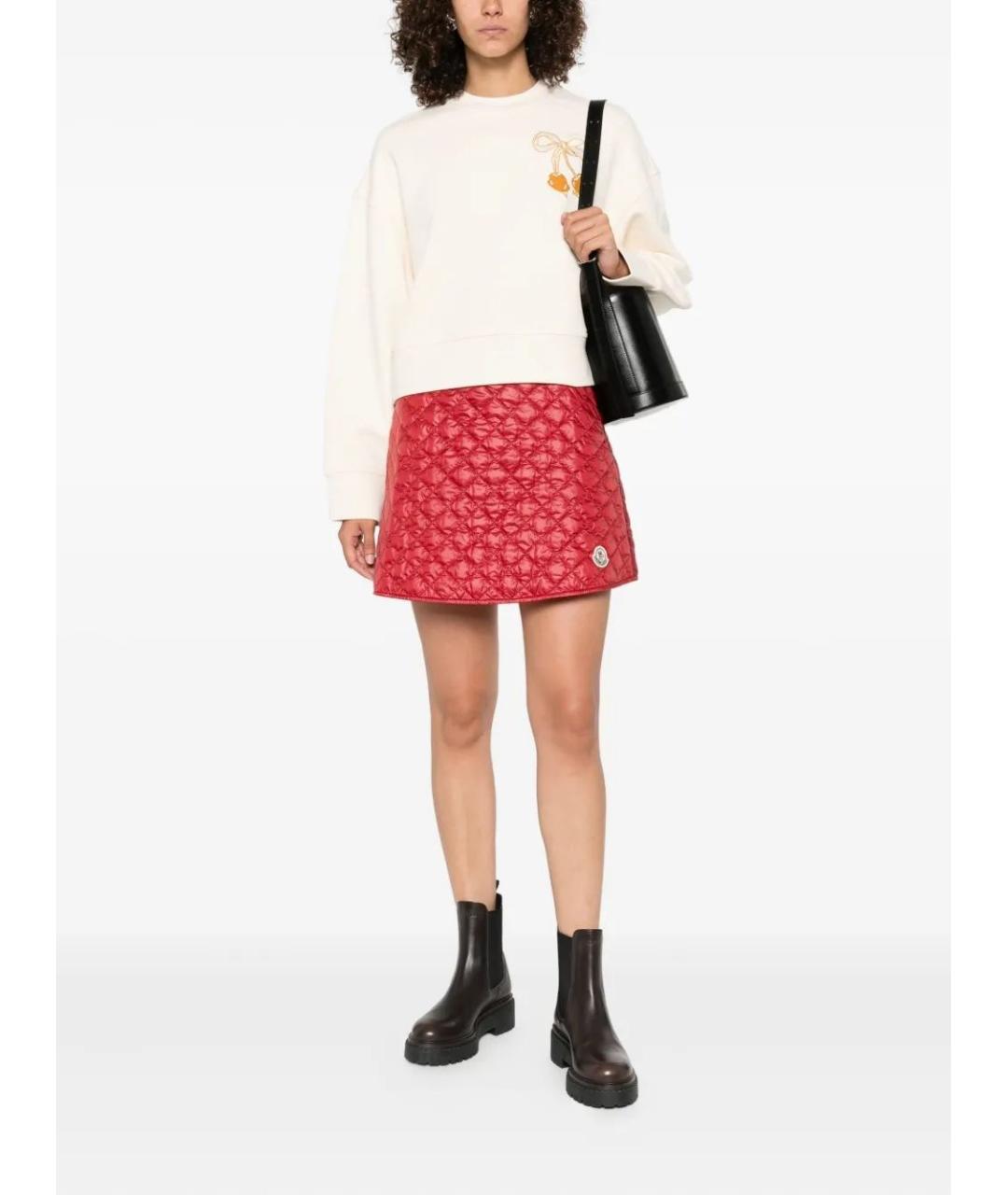 MONCLER Красная полиэстеровая юбка мини, фото 2