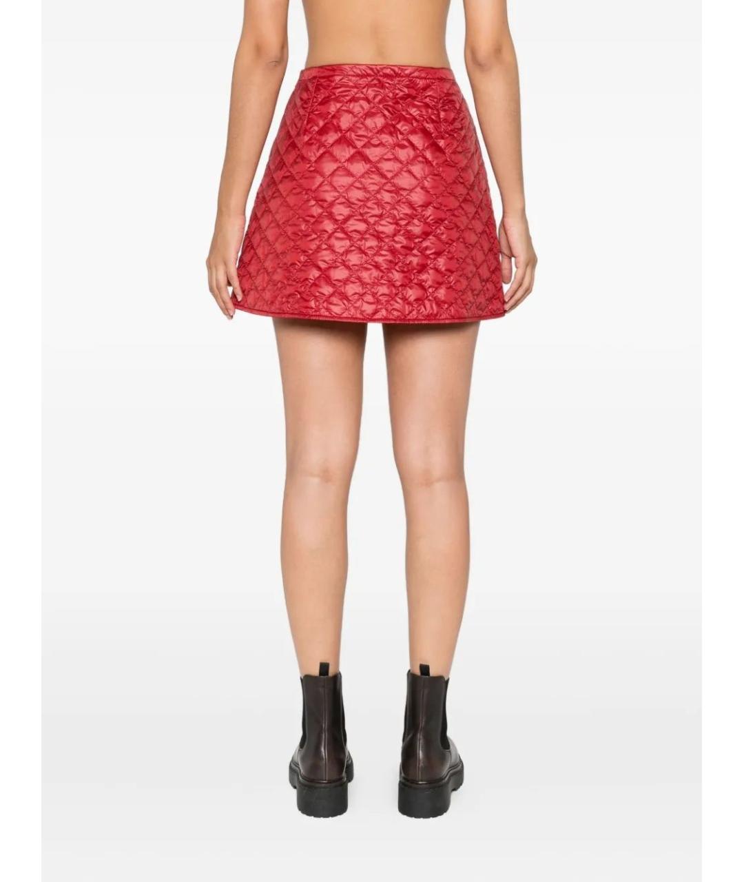 MONCLER Красная полиэстеровая юбка мини, фото 4