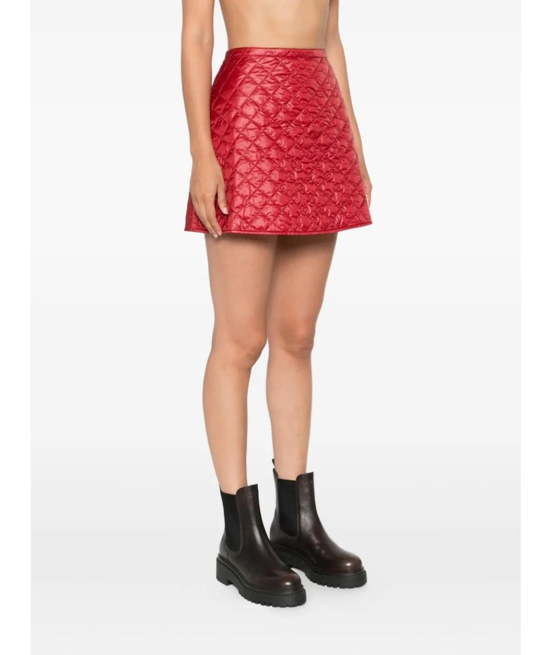 MONCLER Красная полиэстеровая юбка мини, фото 3
