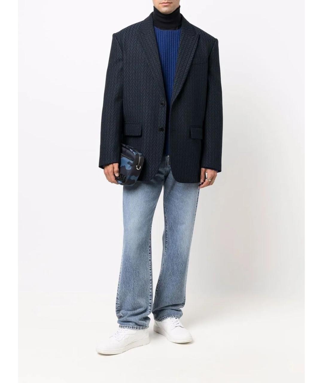 VALENTINO Темно-синий шерстяной пиджак, фото 2