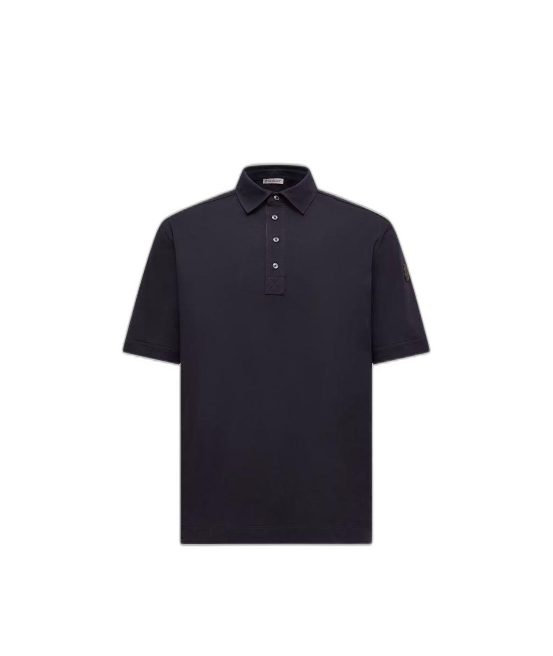 MONCLER Синее хлопковое поло с коротким рукавом, фото 1