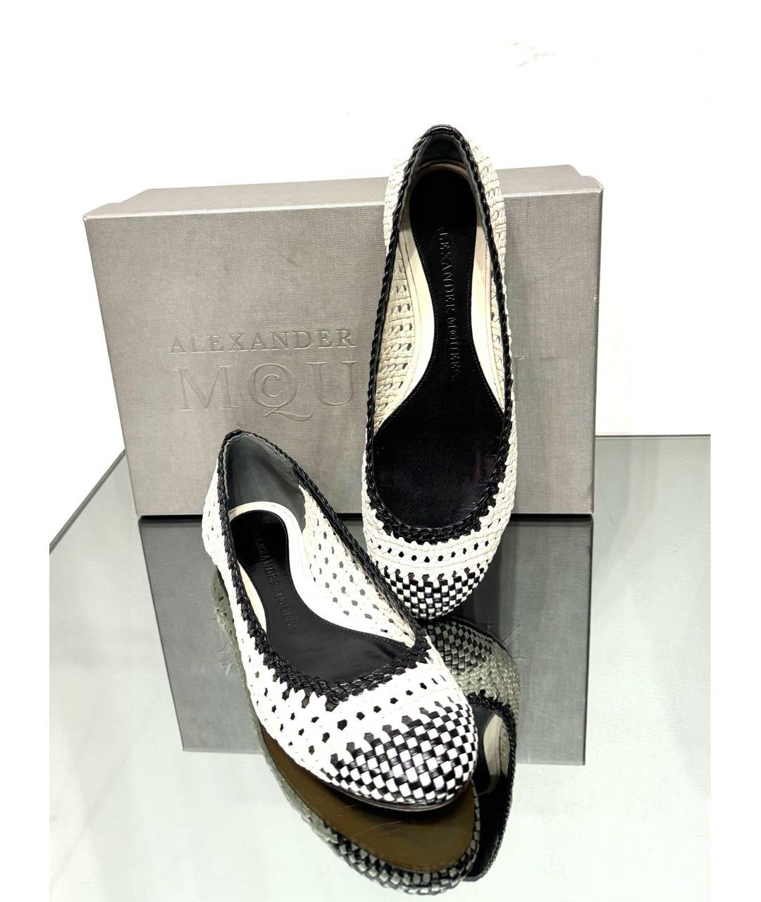 ALEXANDER MCQUEEN Белые кожаные балетки, фото 8