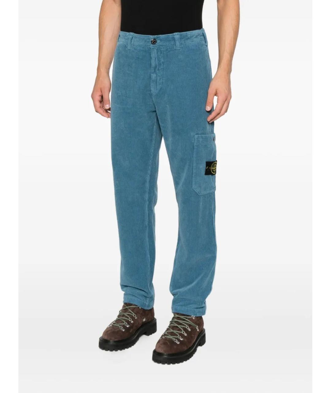STONE ISLAND Синие хлопковые повседневные брюки, фото 3