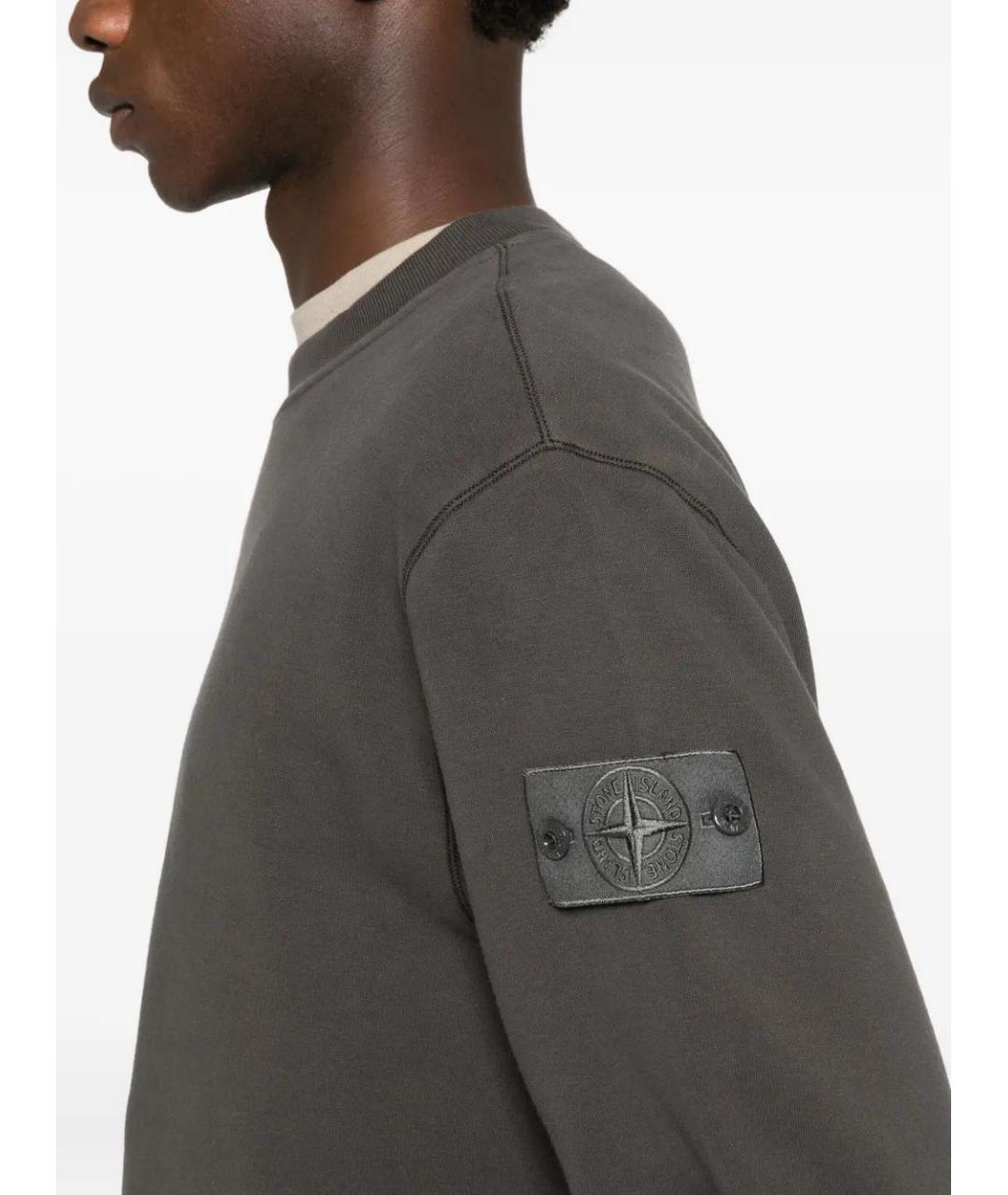 STONE ISLAND Серый хлопковый джемпер / свитер, фото 5