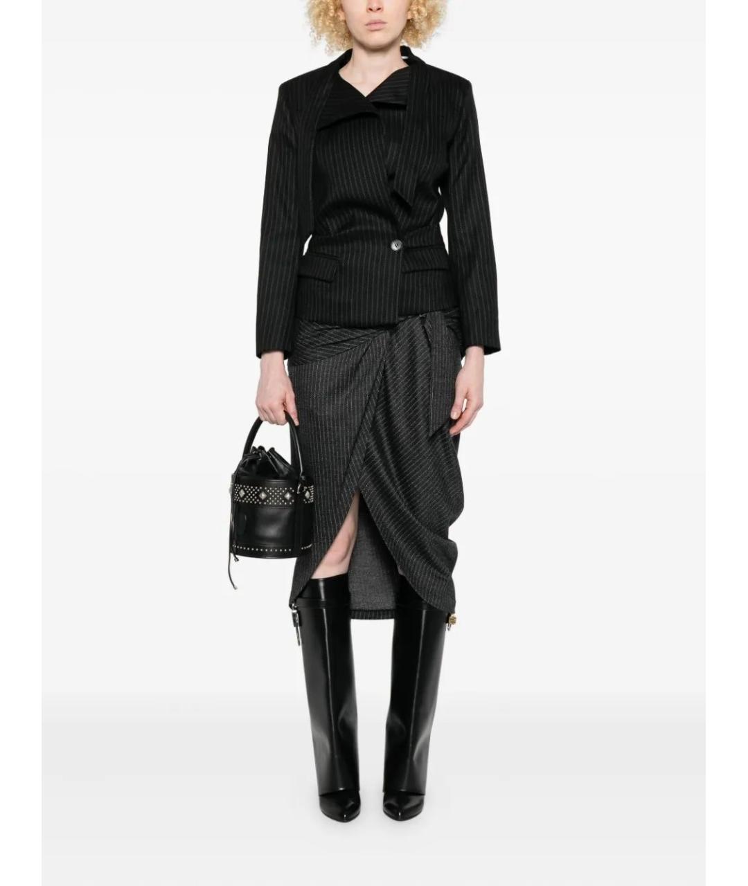 ISABEL MARANT Серая шерстяная юбка миди, фото 2