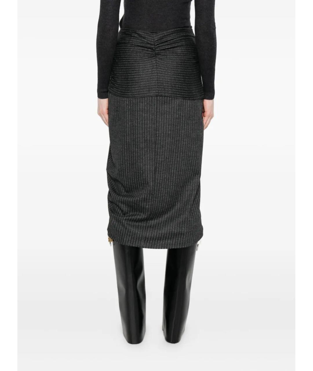 ISABEL MARANT Серая шерстяная юбка миди, фото 4