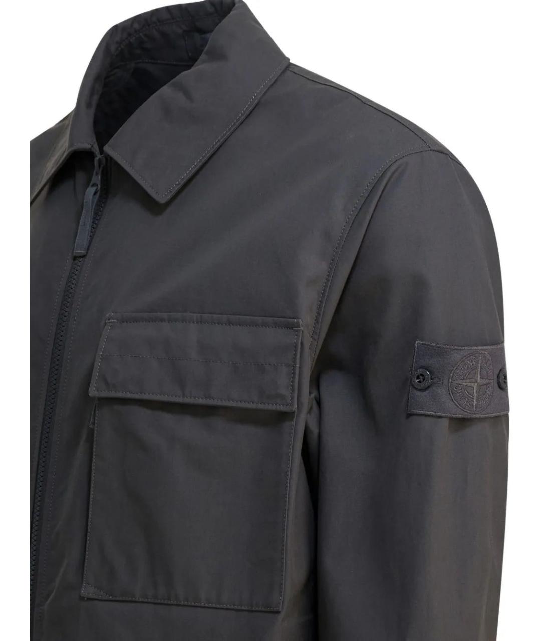 STONE ISLAND Серая хлопковая кэжуал рубашка, фото 3