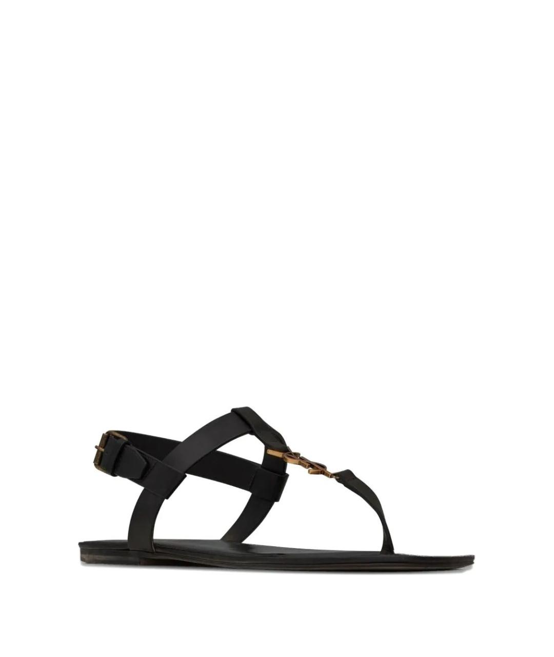 SAINT LAURENT Коричневые кожаные сандалии, фото 2