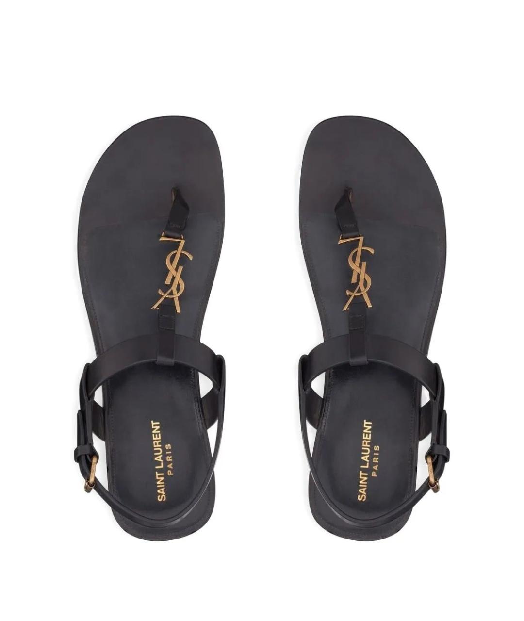 SAINT LAURENT Коричневые кожаные сандалии, фото 3