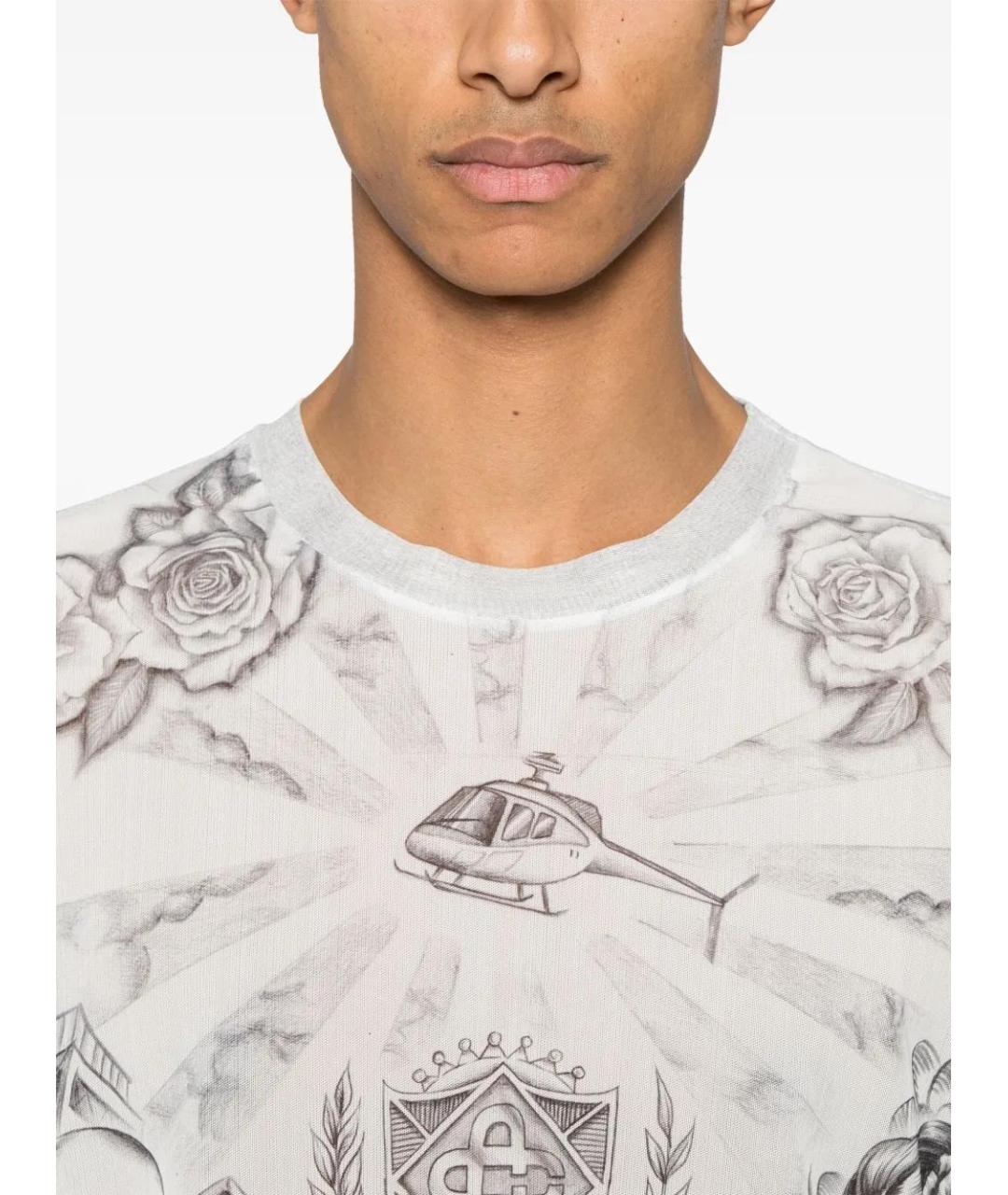 CASABLANCA Серая хлопко-полиэстеровая футболка, фото 4