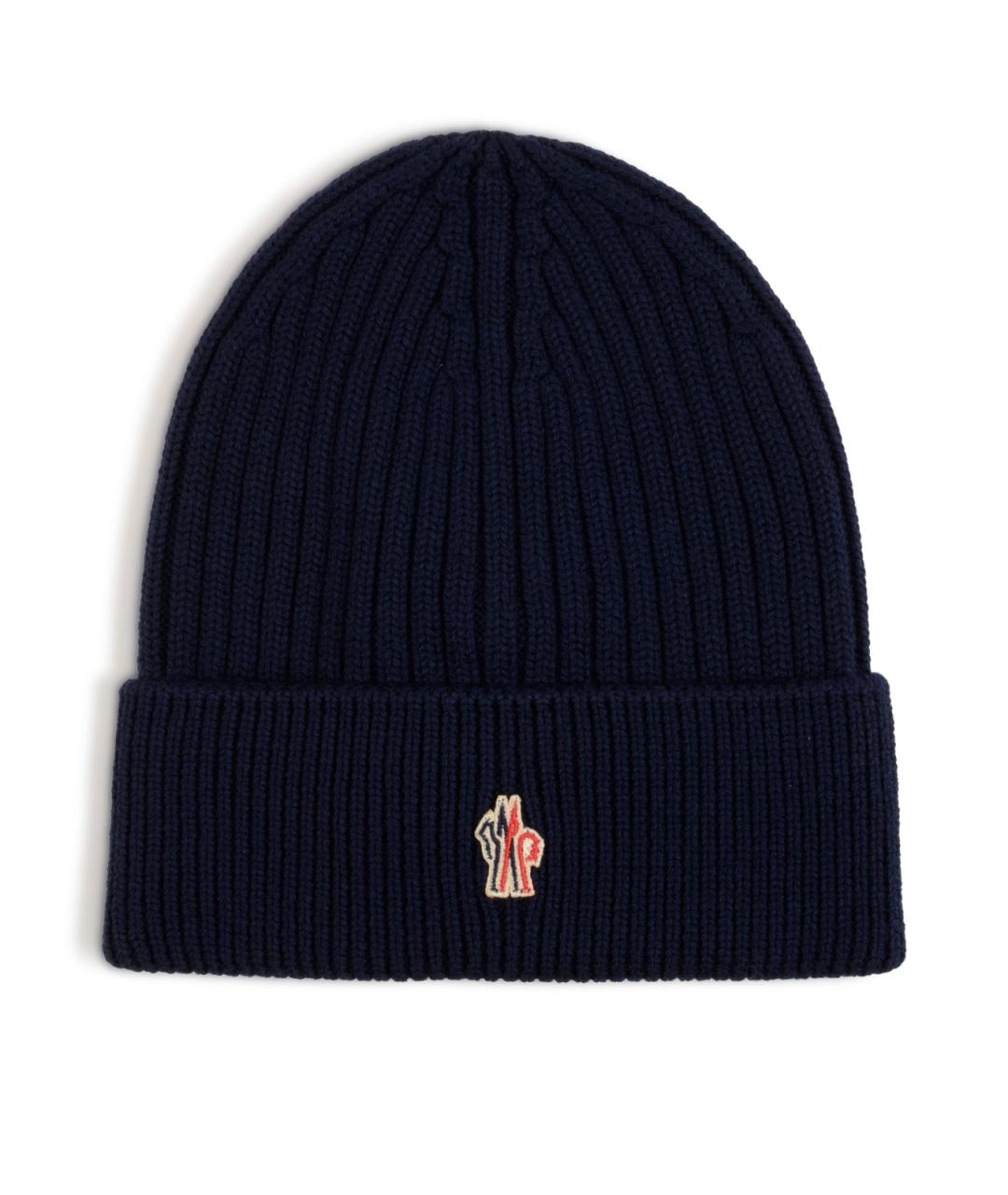 MONCLER GRENOBLE Синяя шерстяная шапка, фото 1