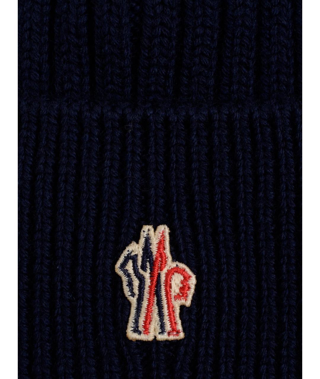 MONCLER GRENOBLE Синяя шерстяная шапка, фото 3
