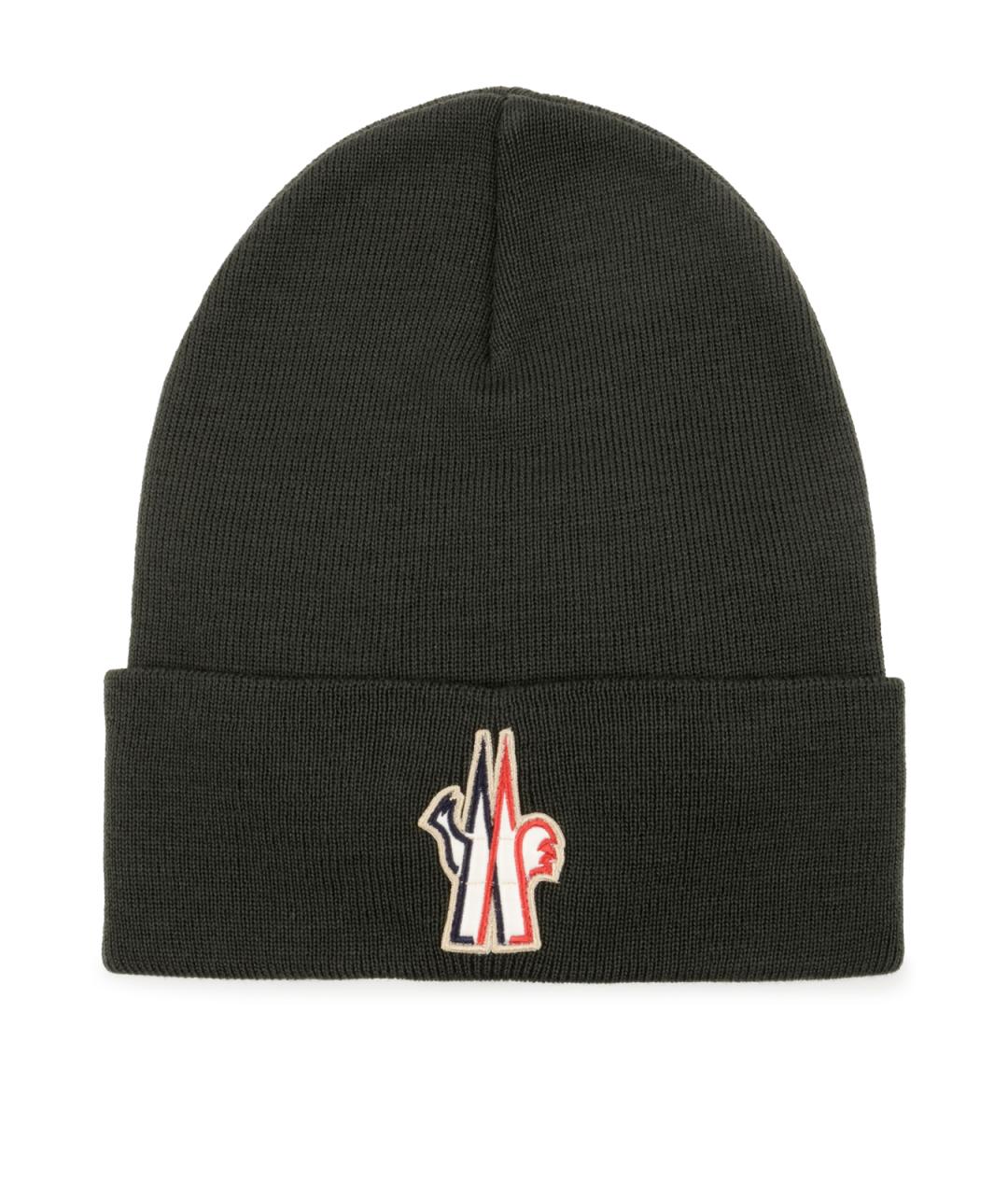 MONCLER GRENOBLE Зеленая шерстяная шапка, фото 1