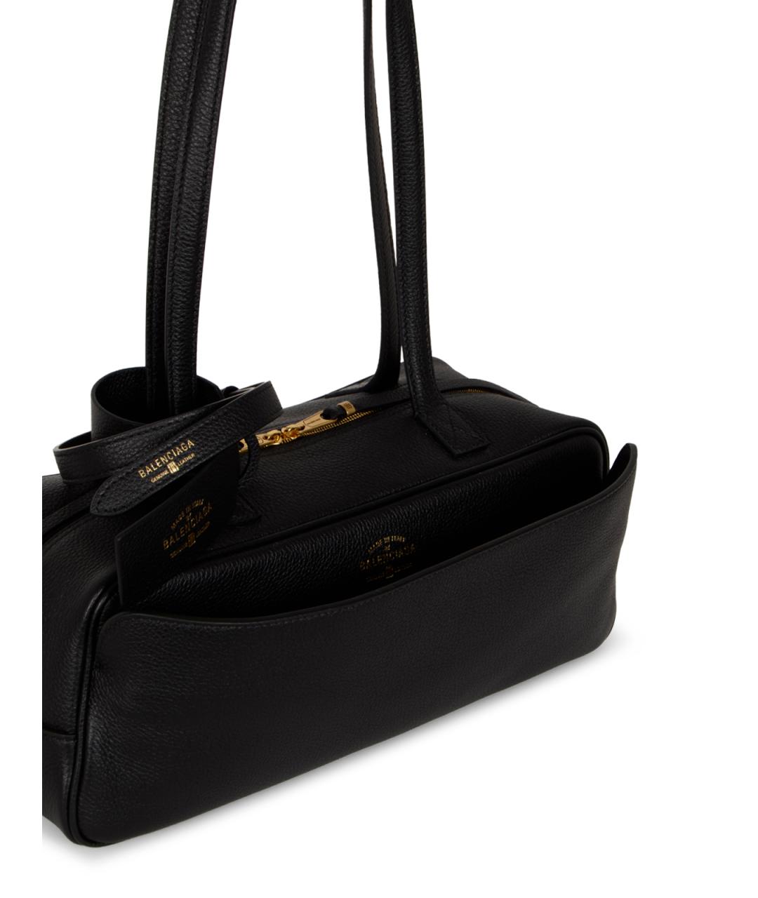 BALENCIAGA Черная кожаная сумка через плечо, фото 4