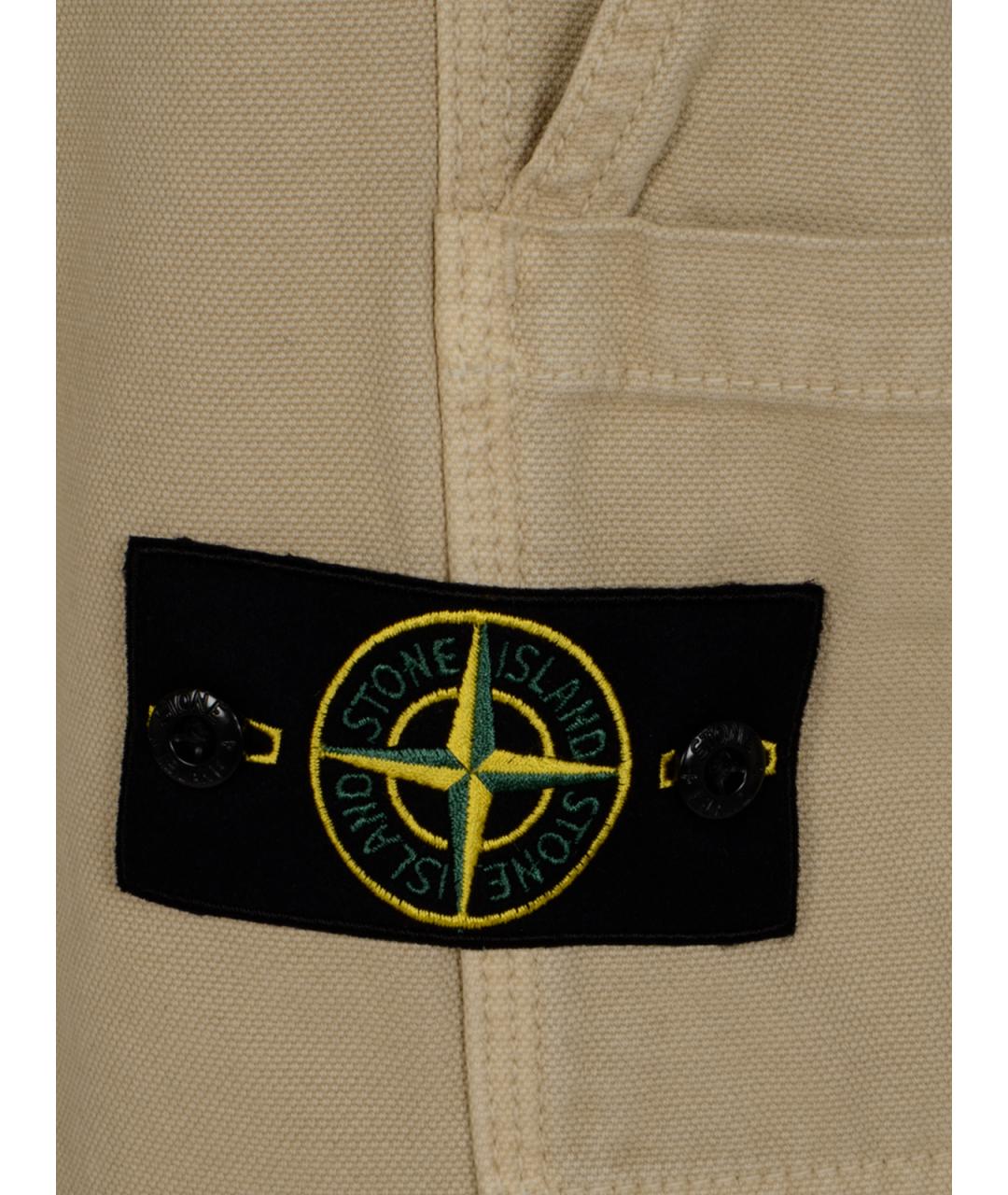 STONE ISLAND Бежевые хлопковые повседневные брюки, фото 3