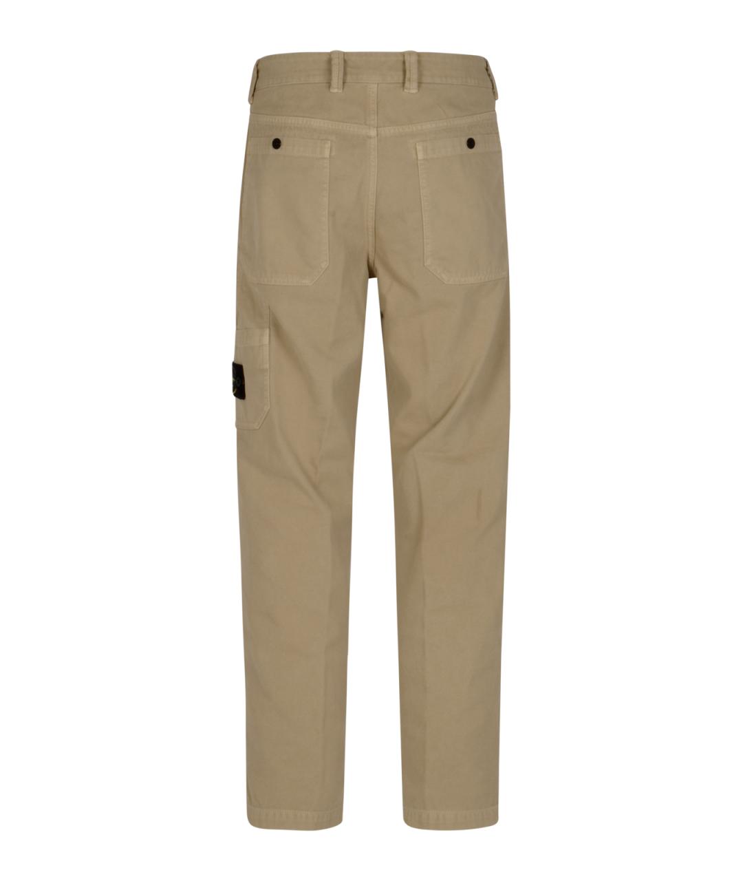 STONE ISLAND Бежевые хлопковые повседневные брюки, фото 2