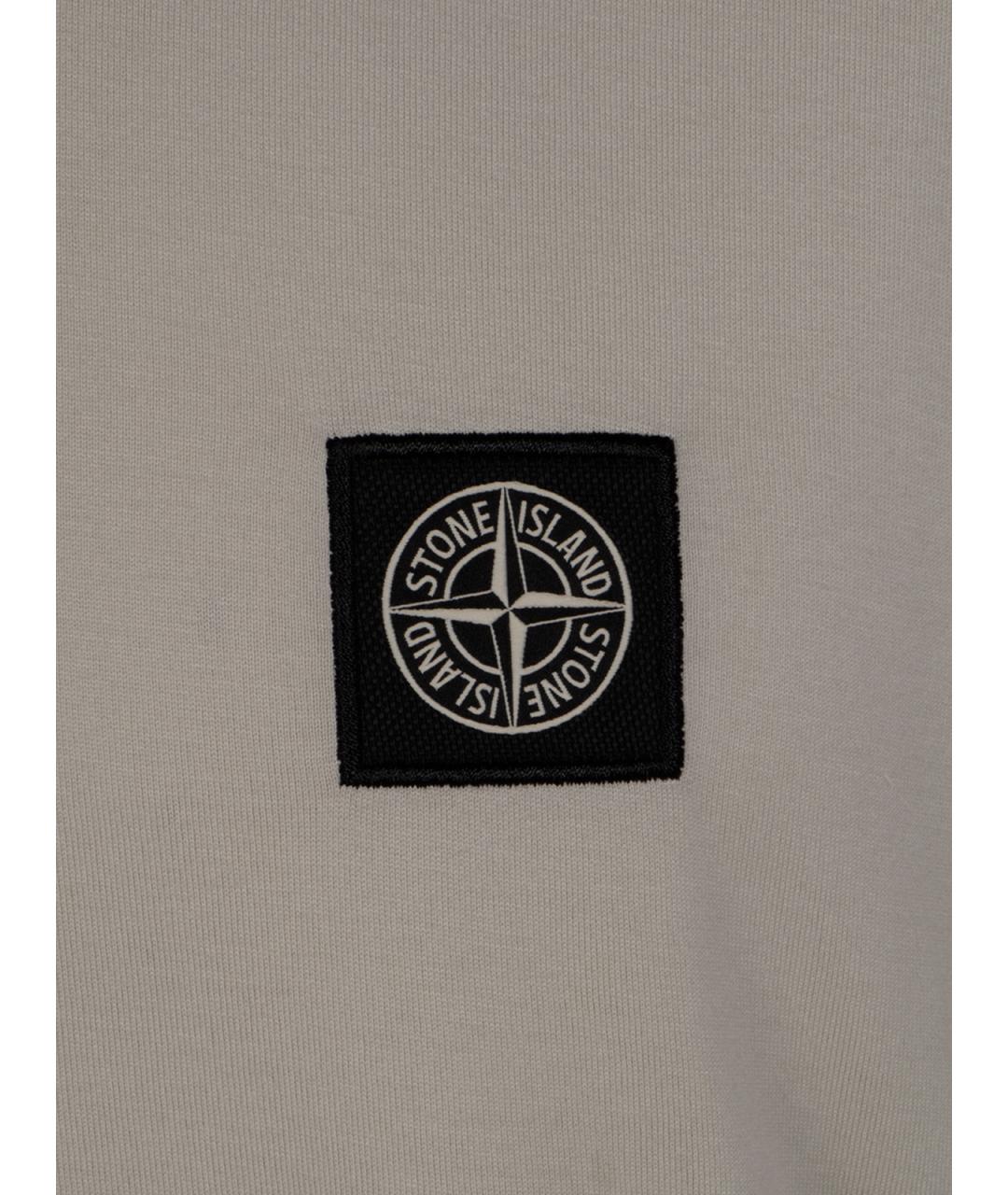 STONE ISLAND Серая хлопковая футболка, фото 3