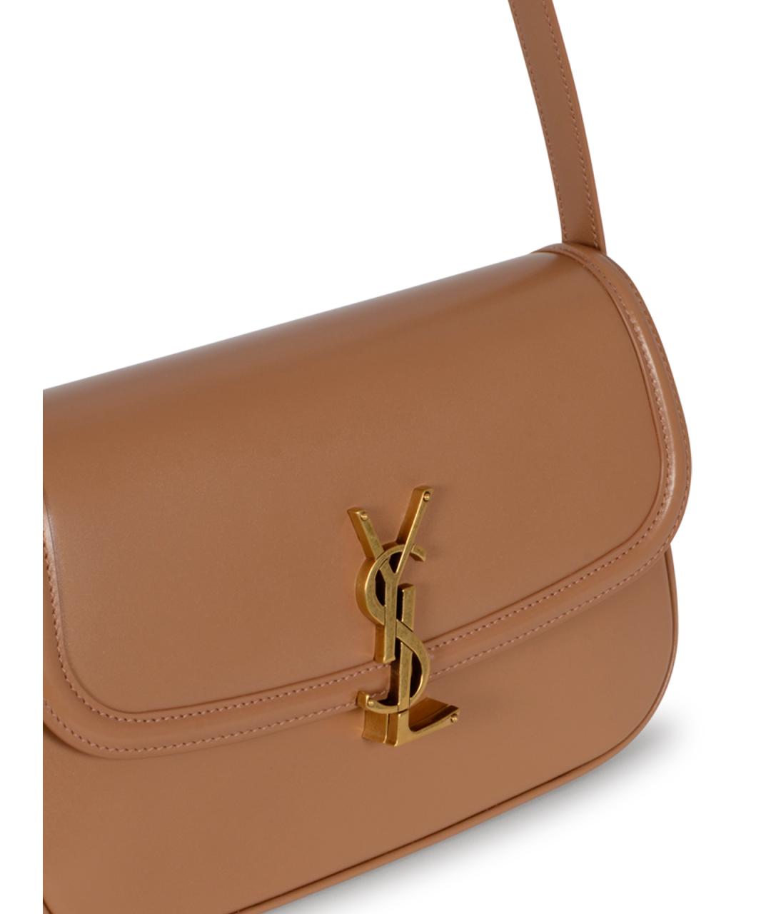 SAINT LAURENT Коричневая кожаная сумка через плечо, фото 4