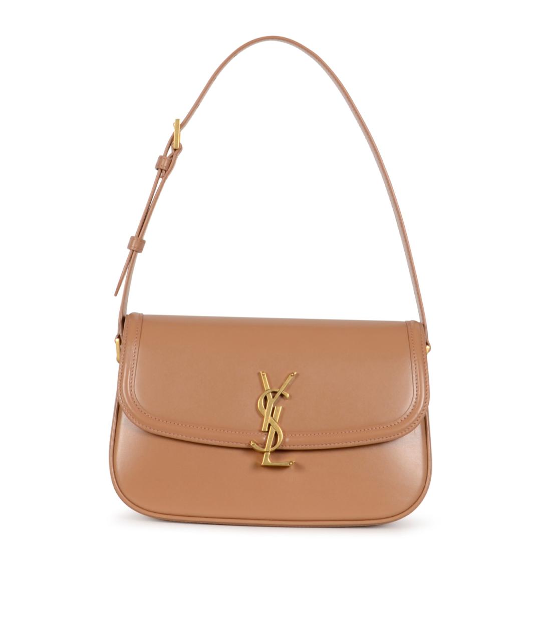 SAINT LAURENT Коричневая кожаная сумка через плечо, фото 1
