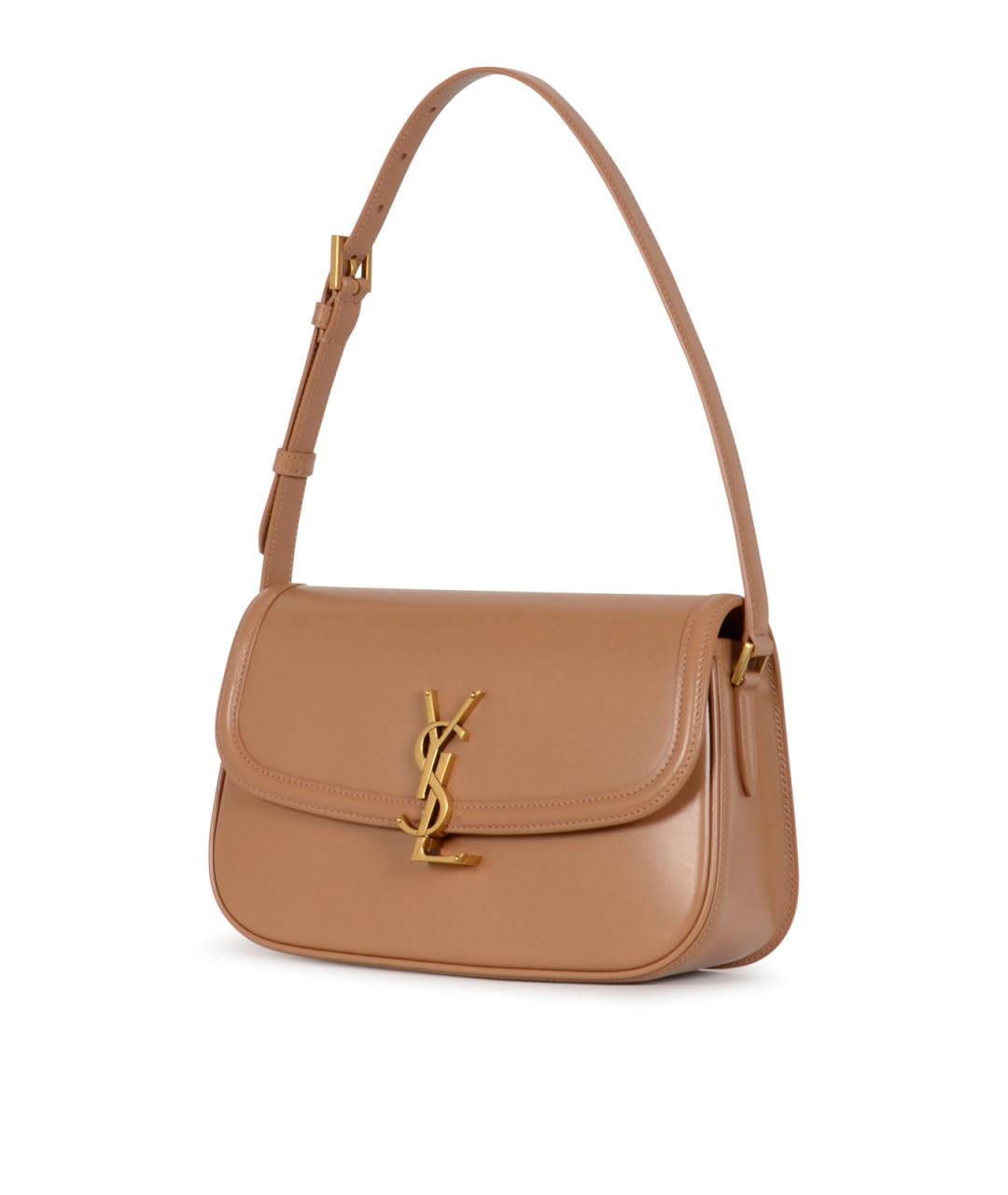 SAINT LAURENT Коричневая кожаная сумка через плечо, фото 2