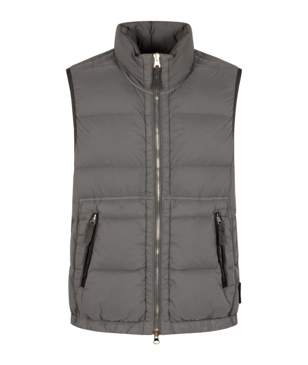 STONE ISLAND Серый полиамидовый жилет, фото 1