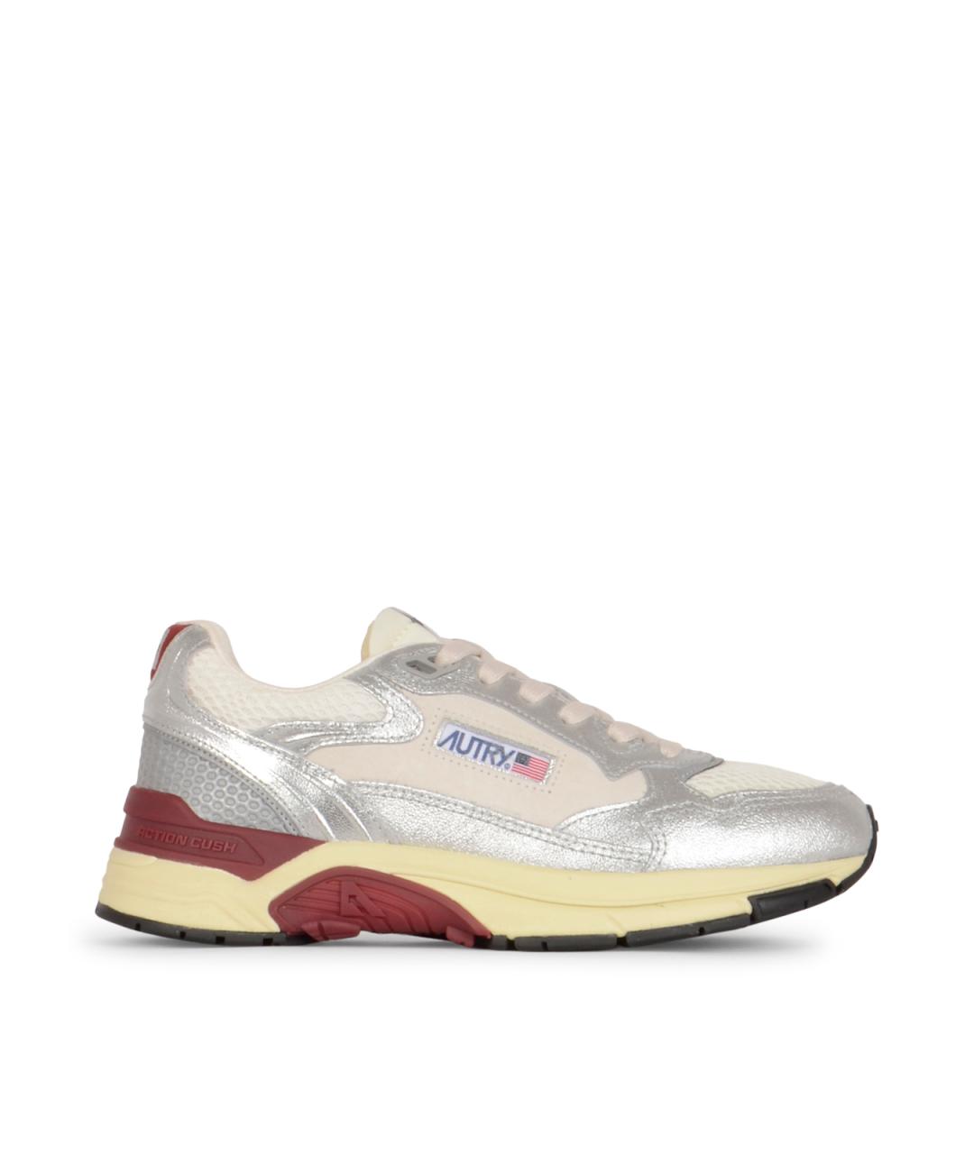 AUTRY Серебряные кожаные кроссовки, фото 1