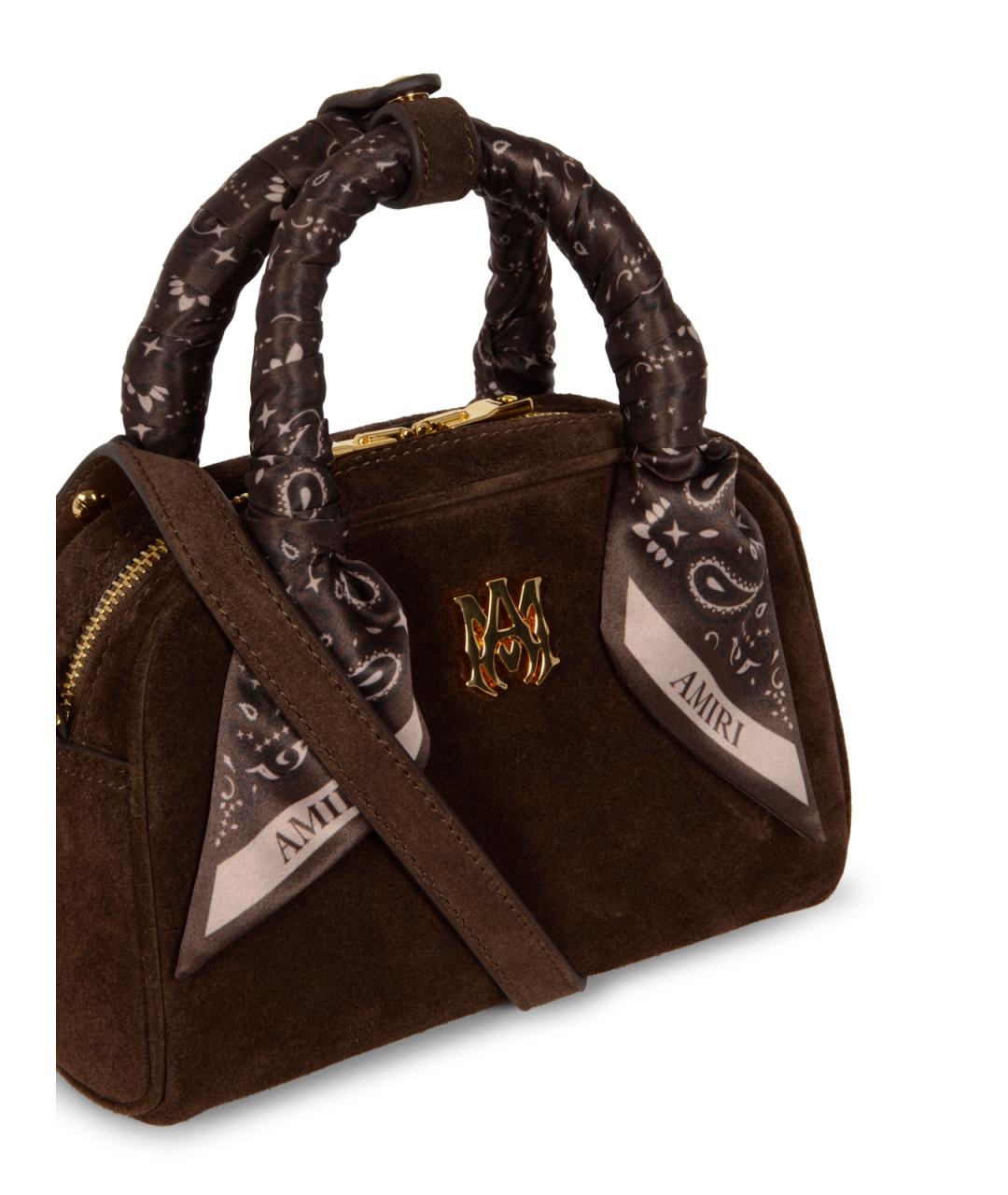 AMIRI Коричневая замшевая сумка с короткими ручками, фото 4