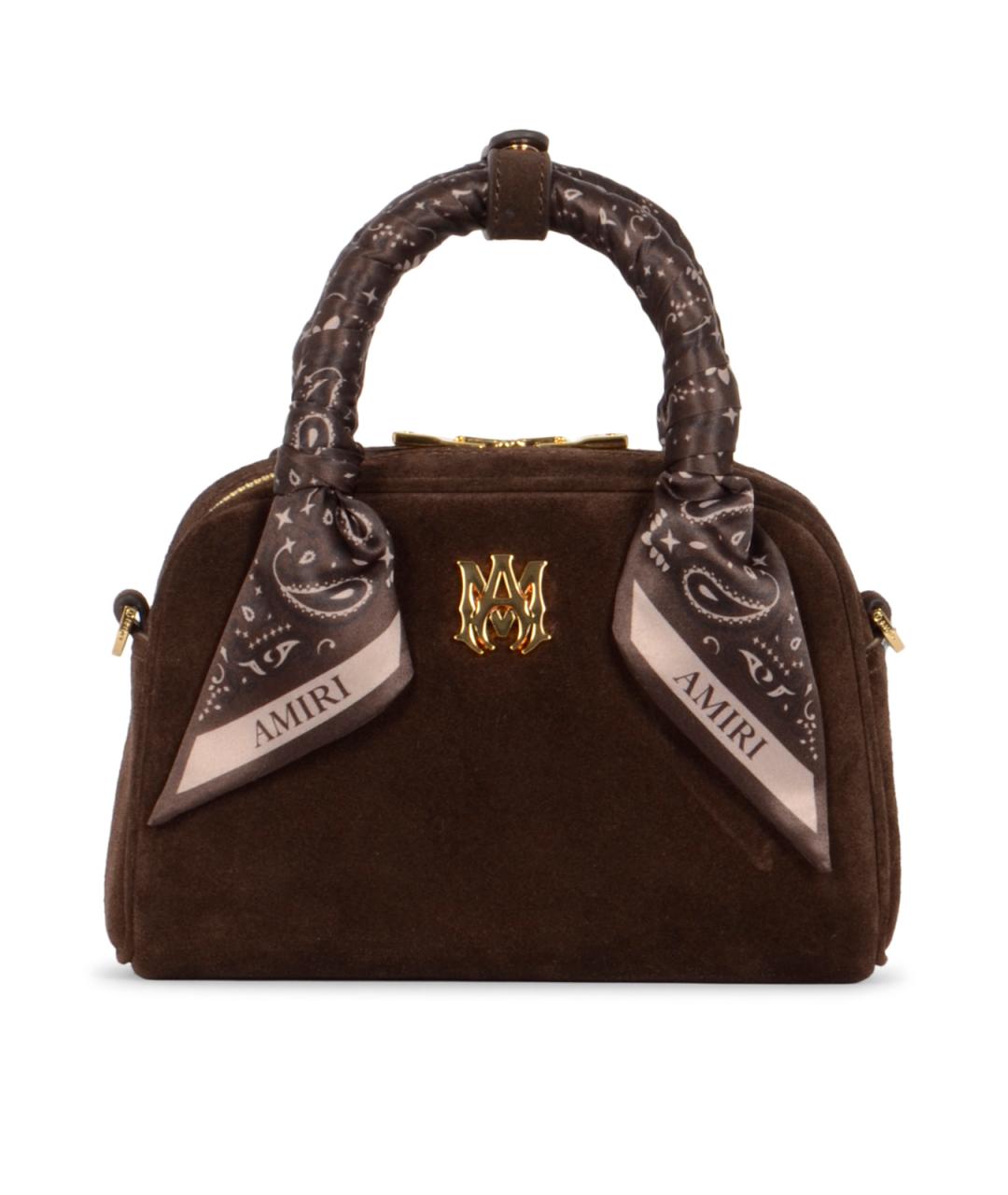 AMIRI Коричневая замшевая сумка с короткими ручками, фото 1
