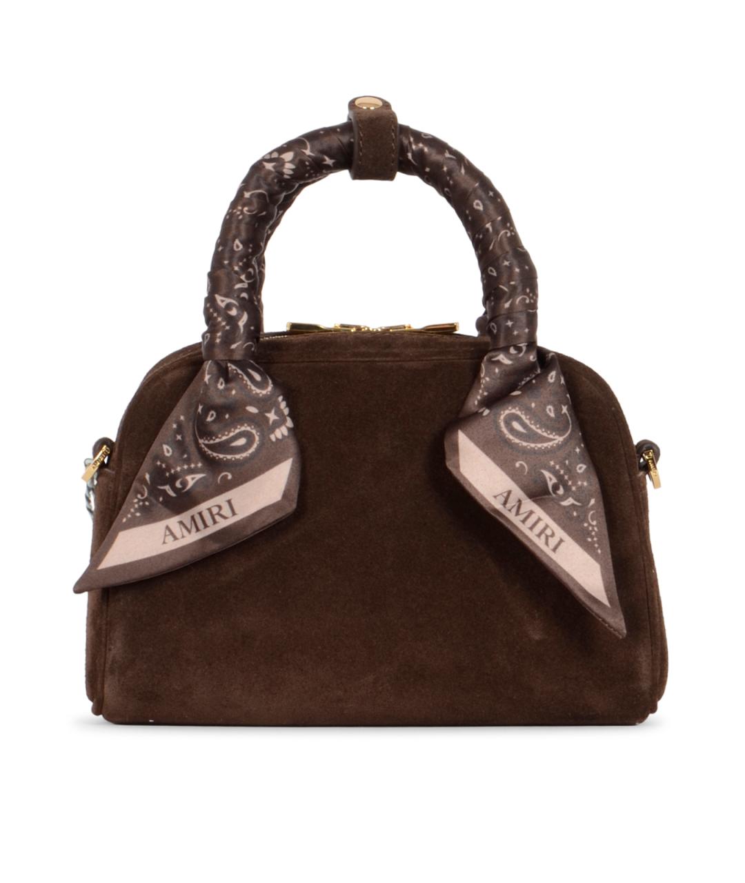 AMIRI Коричневая замшевая сумка с короткими ручками, фото 3