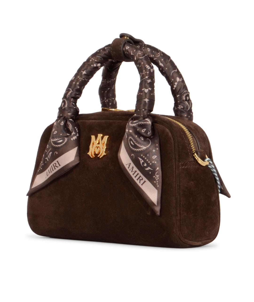 AMIRI Коричневая замшевая сумка с короткими ручками, фото 2