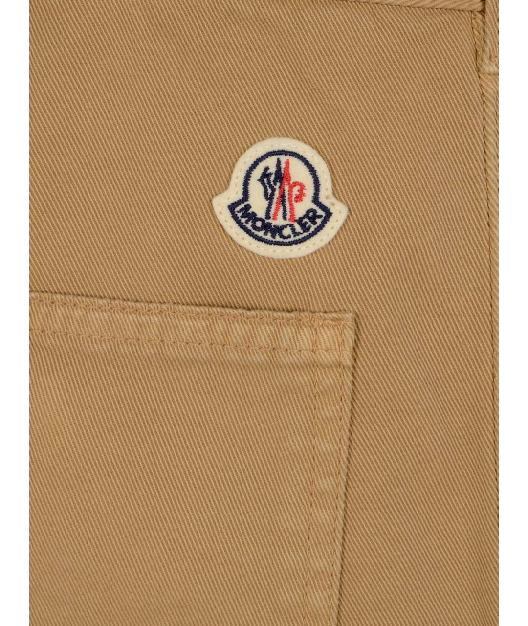 MONCLER Коричневые хлопковые повседневные брюки, фото 3