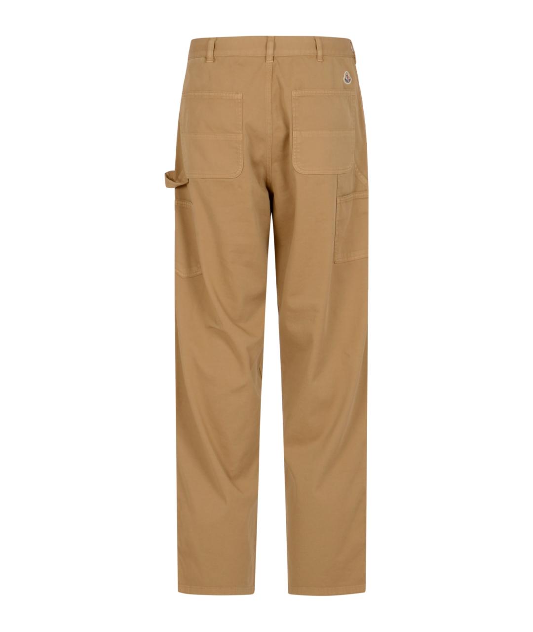 MONCLER Коричневые хлопковые повседневные брюки, фото 2