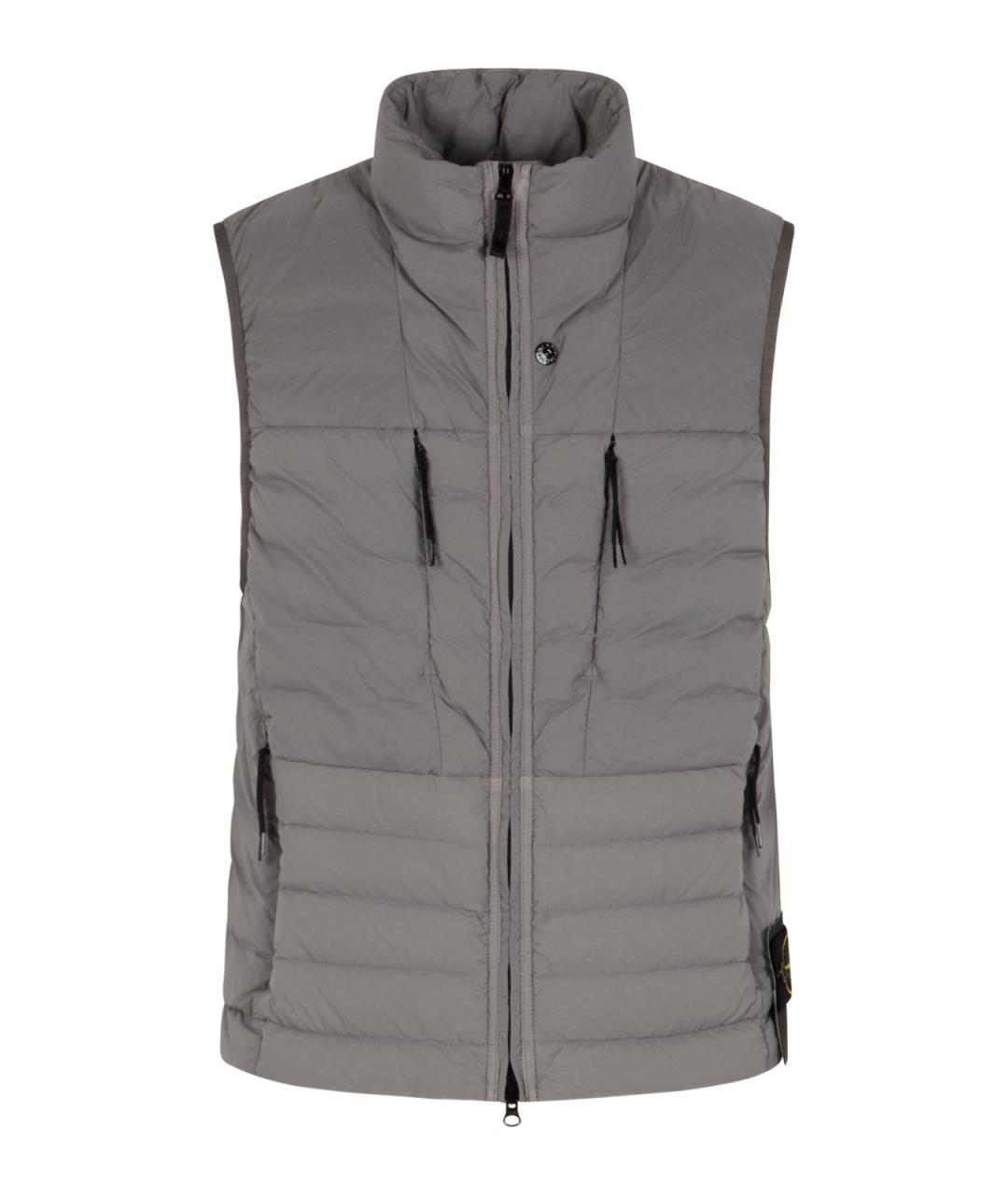 STONE ISLAND Серый полиамидовый жилет, фото 1