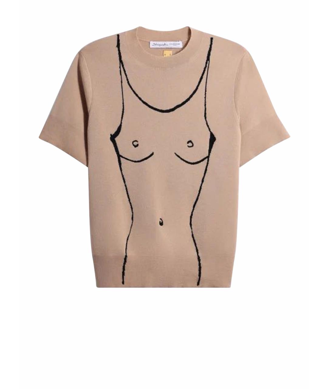 SCHIAPARELLI Бежевая кашемировая футболка, фото 4