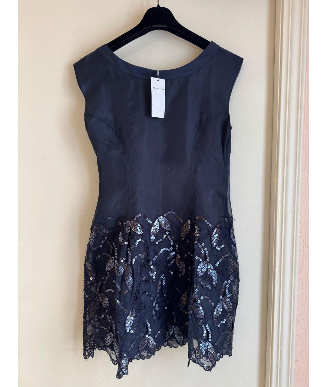 PHILOSOPHY Темно-синее полиэстеровое вечернее платье, фото 7