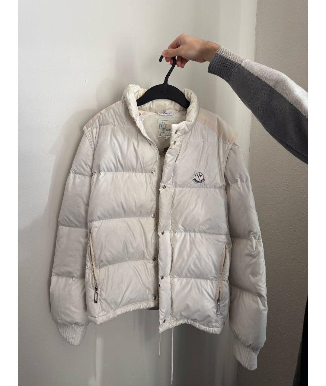 MONCLER Белый полиамидовый пуховик, фото 9