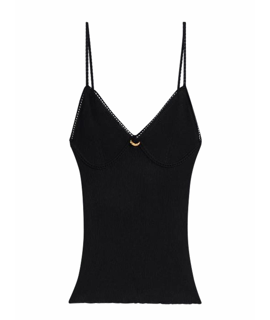 SCHIAPARELLI Черная шелковая майка, фото 1