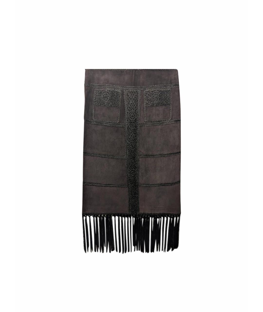 DOLCE&GABBANA Коричневая замшевая юбка миди, фото 1