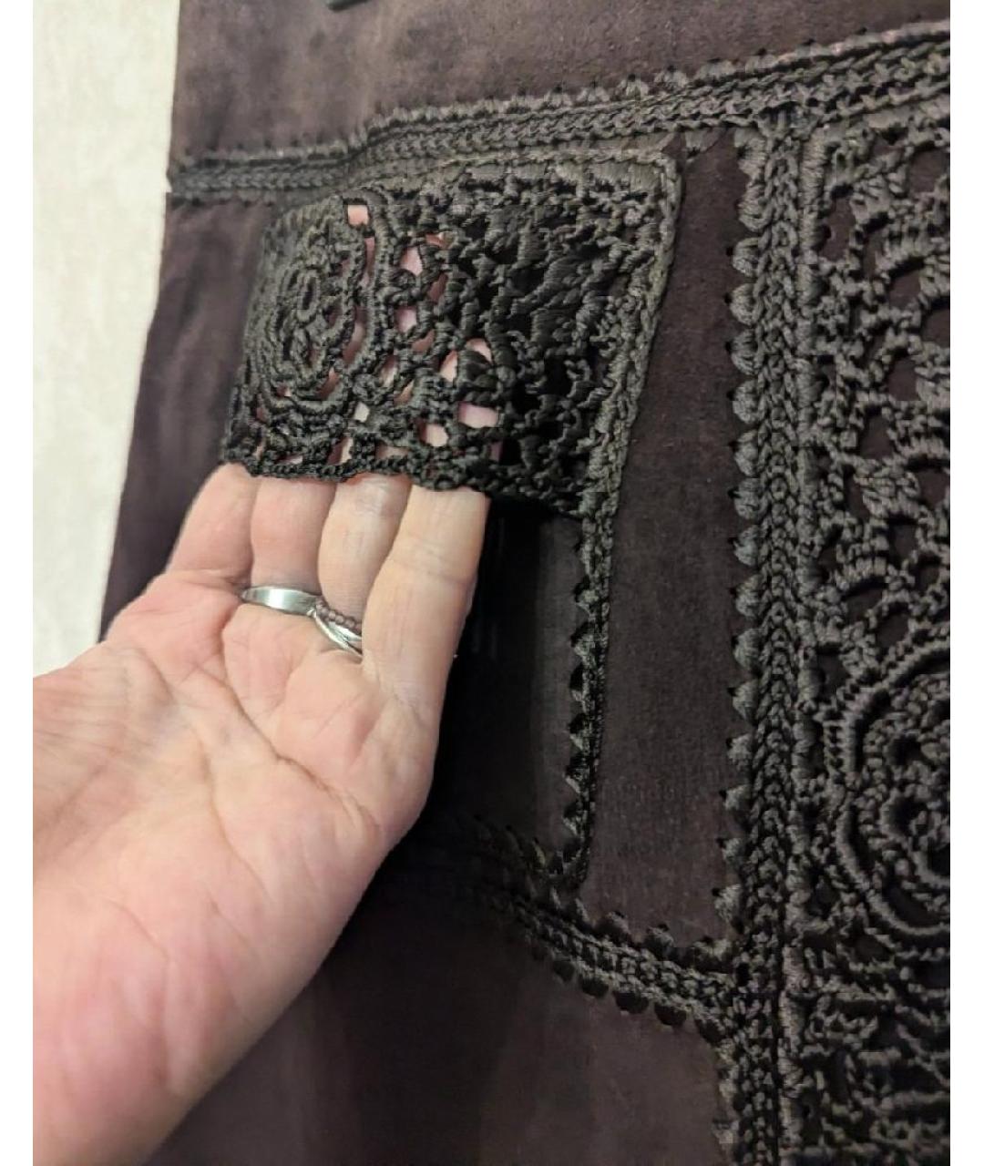 DOLCE&GABBANA Коричневая замшевая юбка миди, фото 8