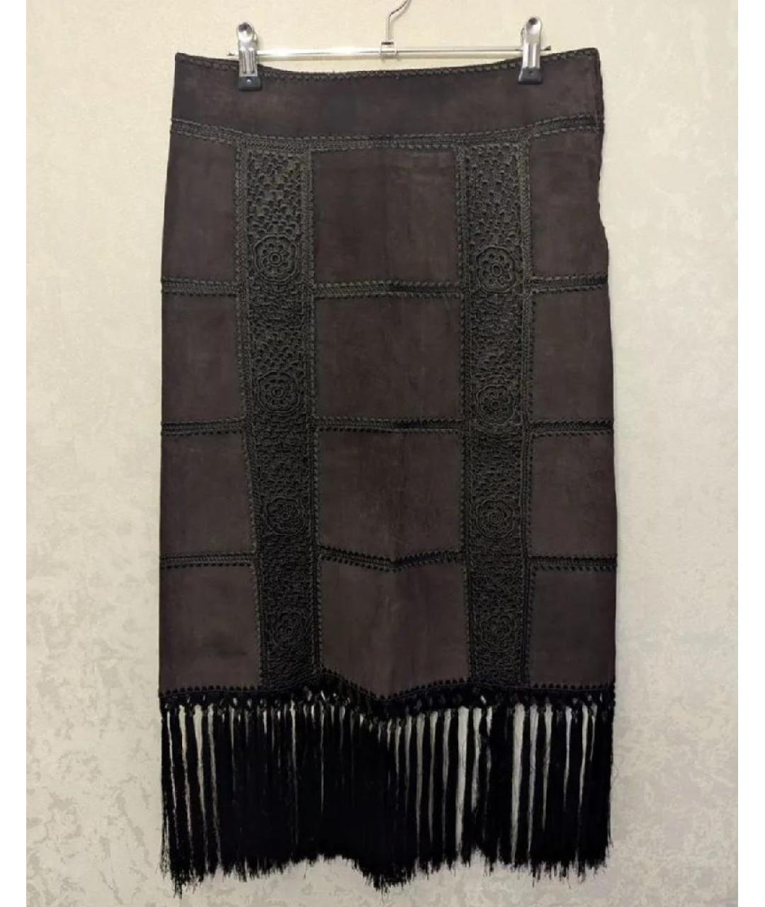 DOLCE&GABBANA Коричневая замшевая юбка миди, фото 2