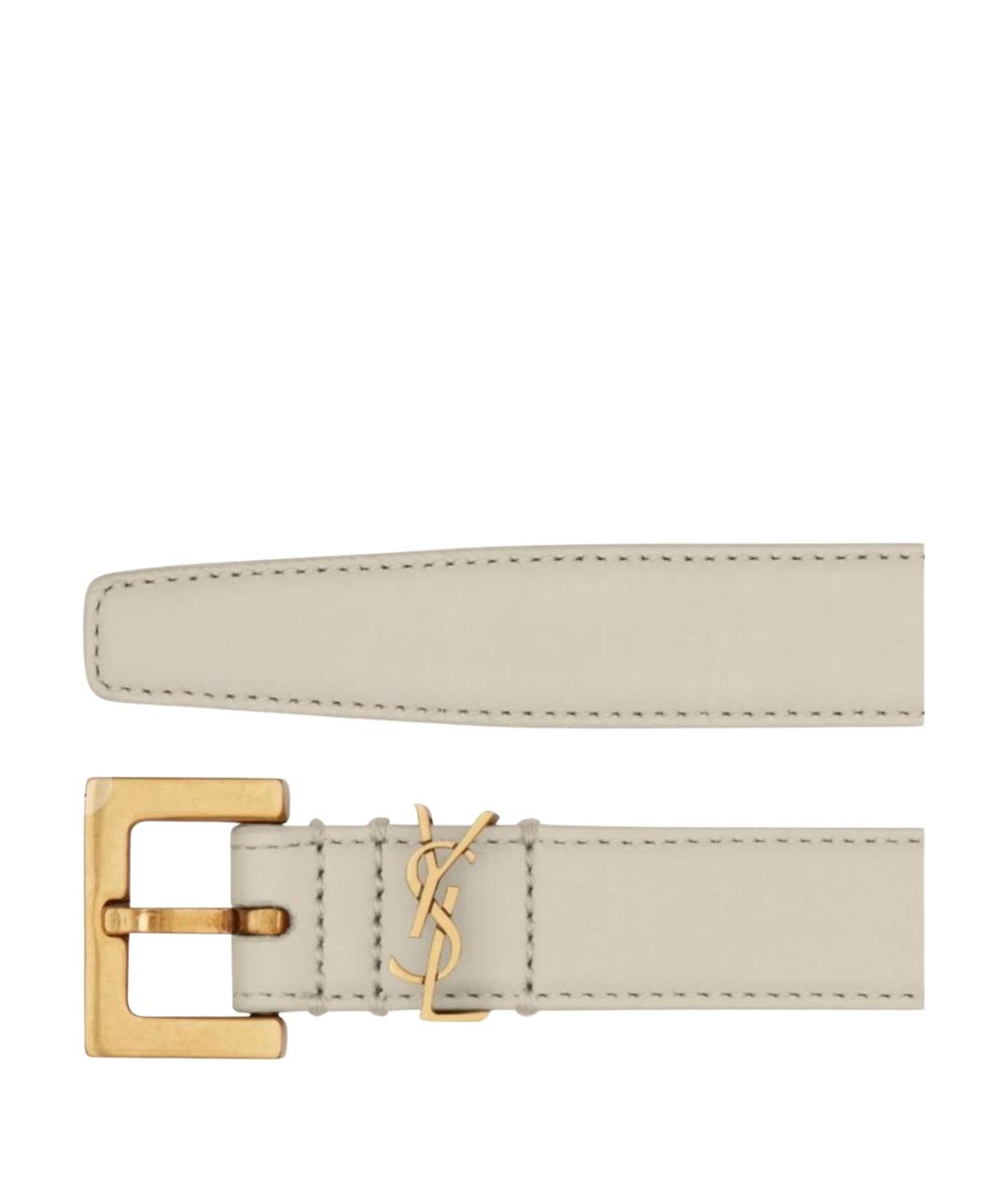 SAINT LAURENT Бежевый кожаный ремень, фото 1