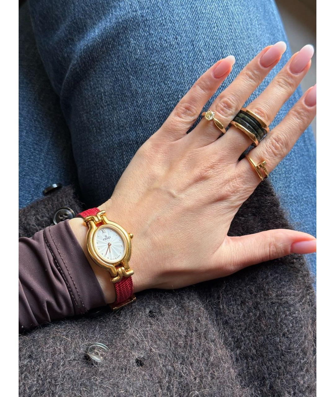 FENDI Золотые позолоченные часы, фото 7