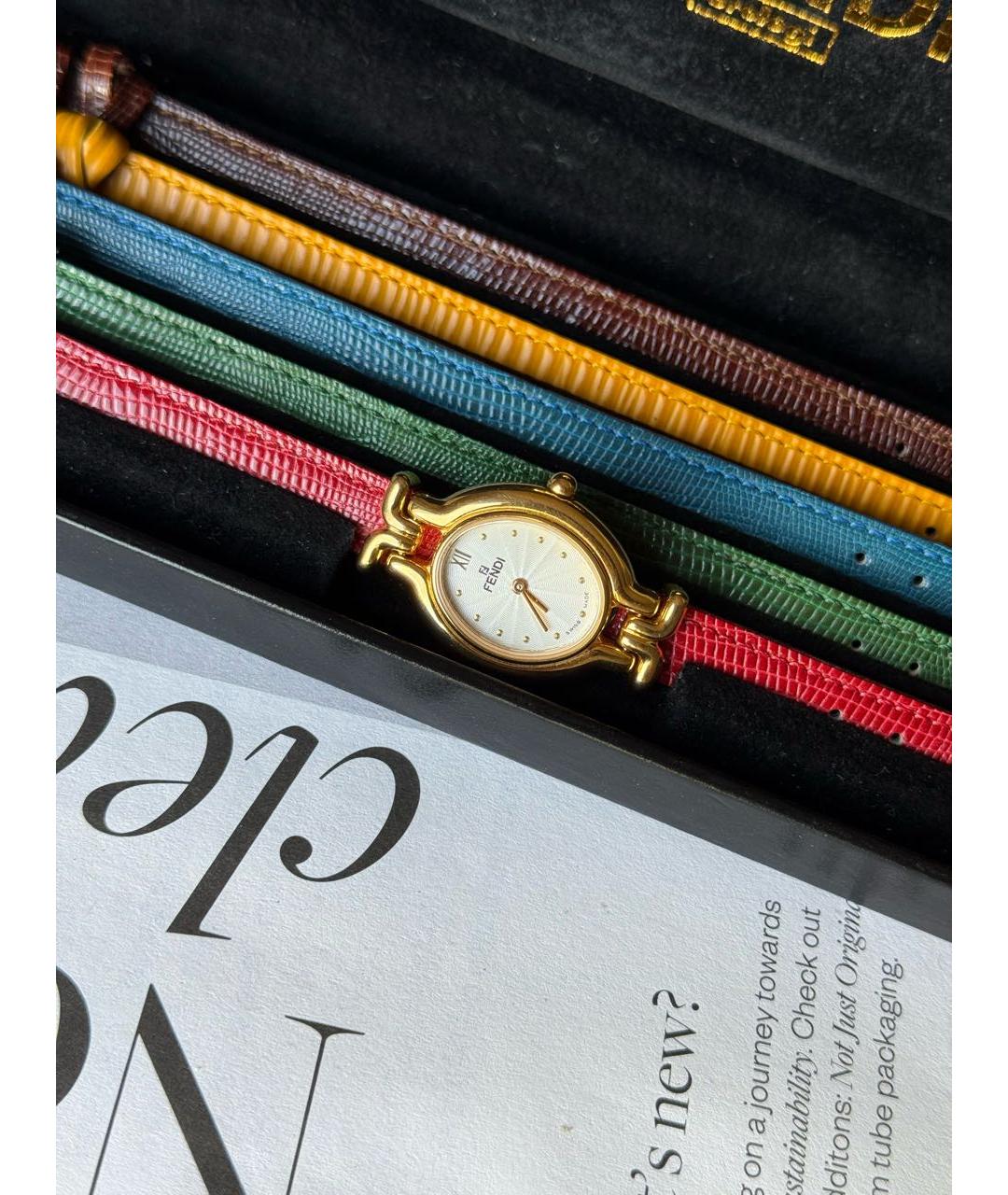 FENDI Золотые позолоченные часы, фото 4