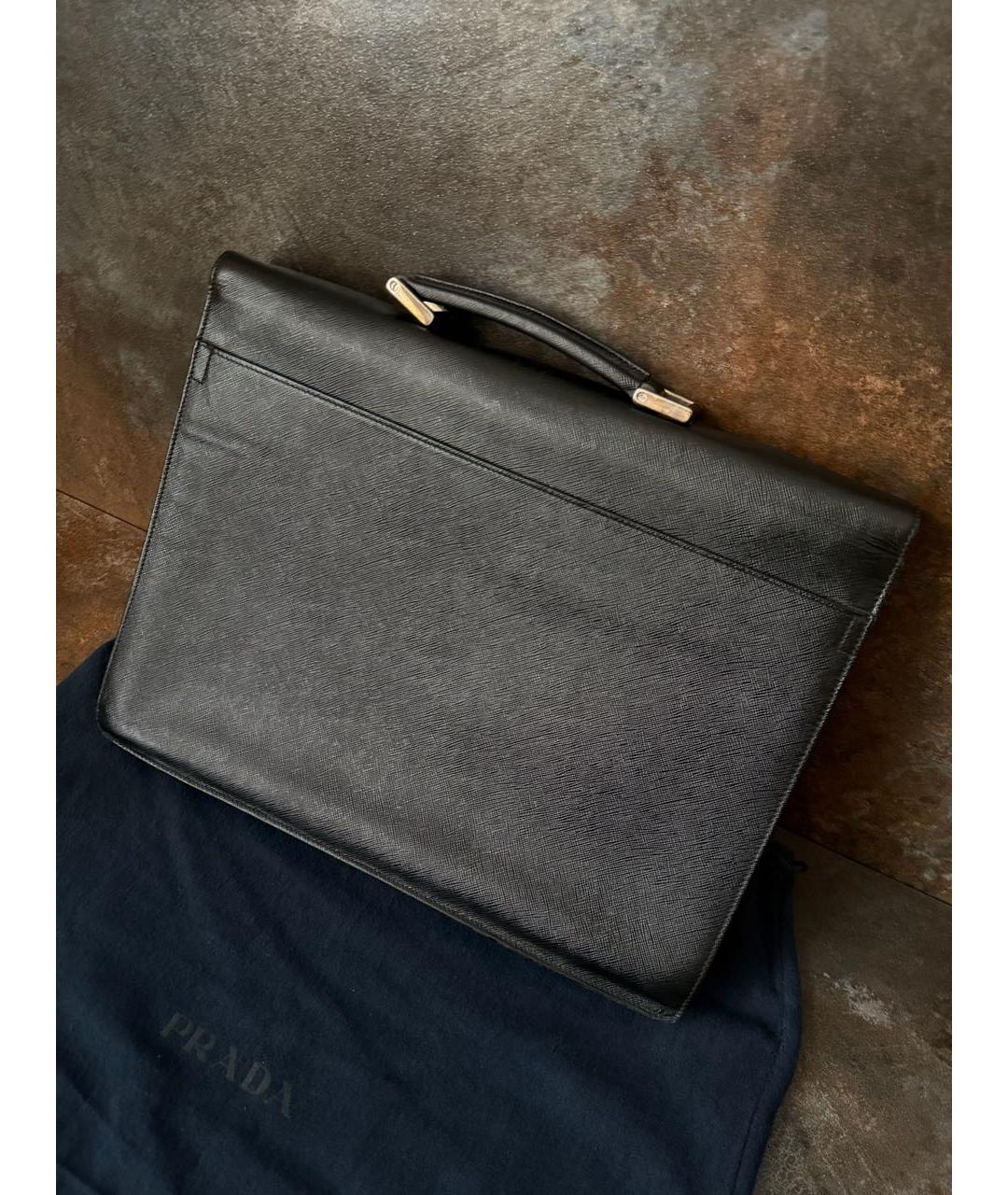 PRADA Черный кожаный портфель, фото 3